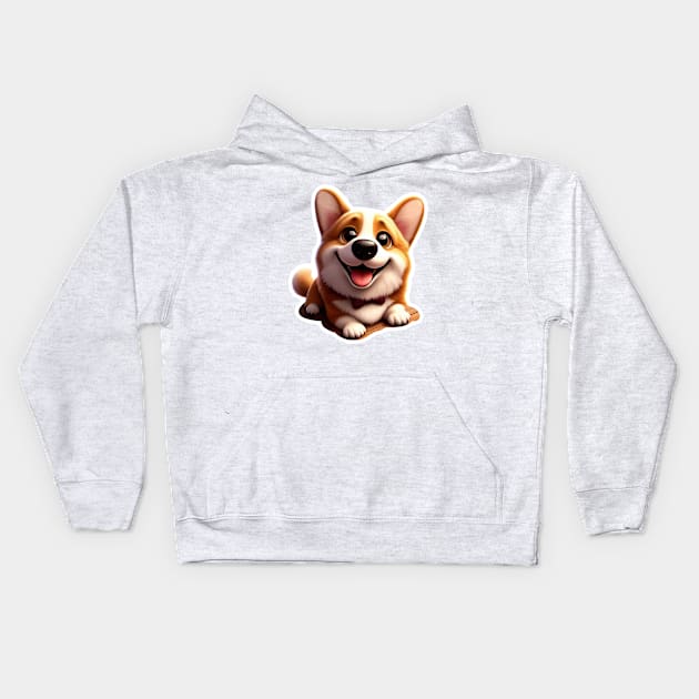 Cute Corgi sitting and smiling Kids Hoodie by clearviewstock